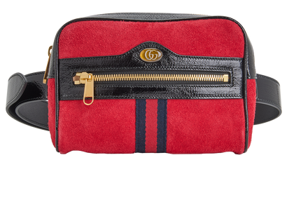 Small Ophidia Belt Bag, &pound;450, Handbags, Red, Leather/Suede, Front view